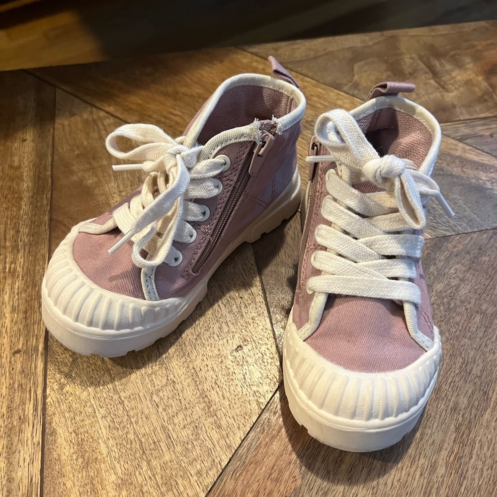 Zara Pink Canvas Moto Combat Toddler Girl Boots